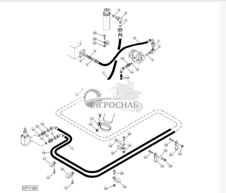 Steering Hoses, L.H. Side 